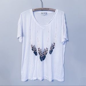 WILDFOX Feather V Neck Tee
